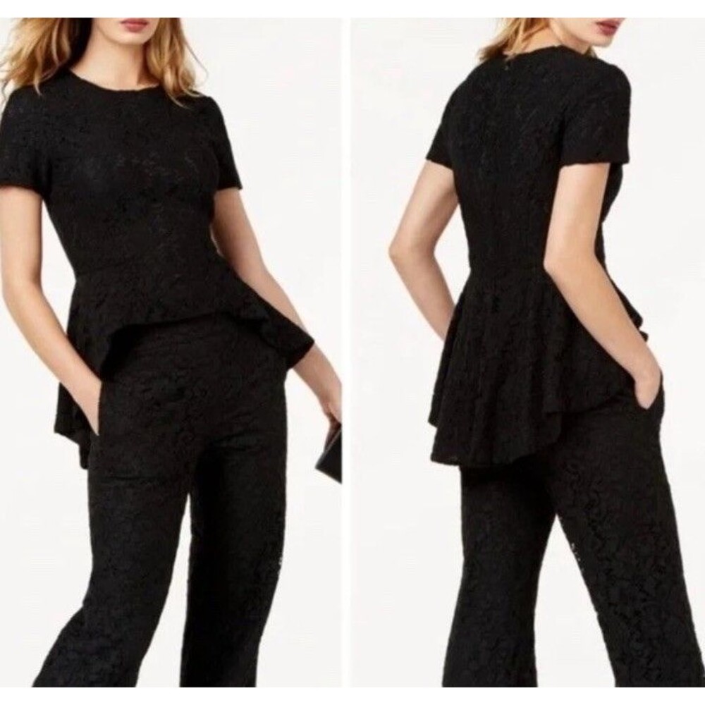 SACHIN + BABI NEW NWT Lace Peplum Top in Black Size S zip Lined Classic